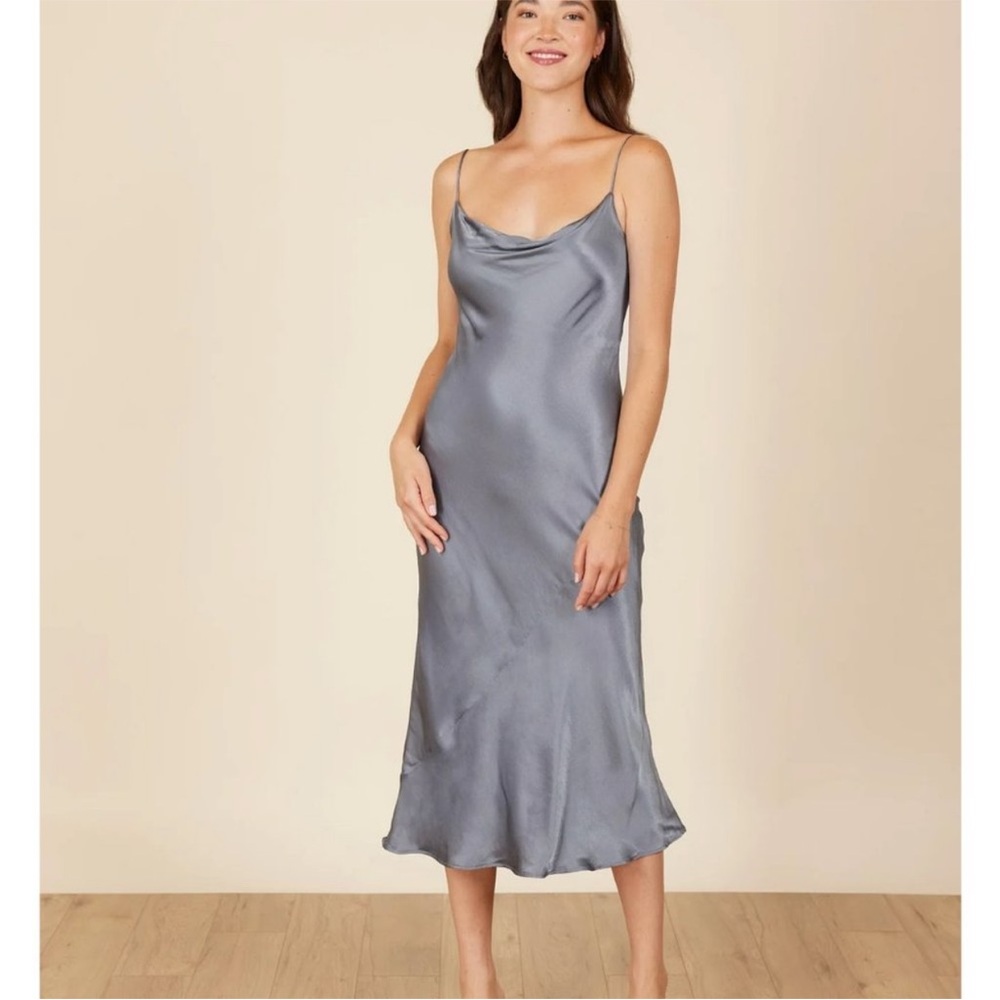 Park & Fifth Silver Satin Midi Dress